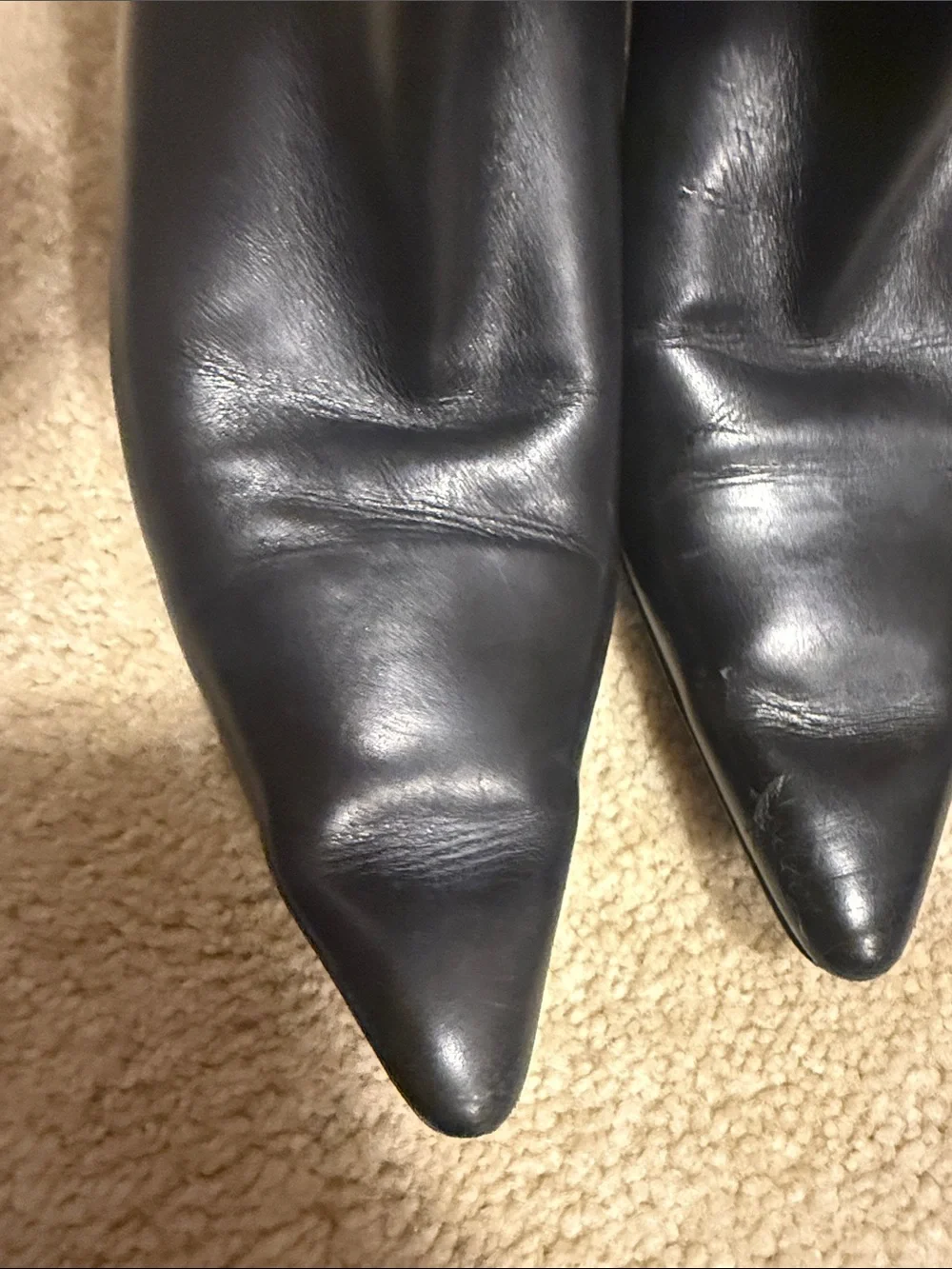 Cole Haan Black Leather Mid-Calf Heel Boots - Picture 5 of 7
